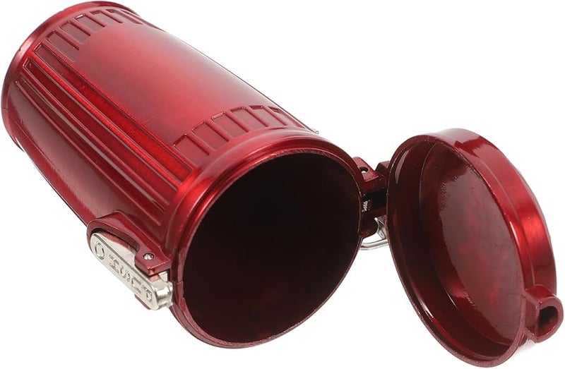 VICASKY Red Portable Mini Ashtray with Lid and Keychain Sealed Smokeless Container for Outdoor Travel - Image 1